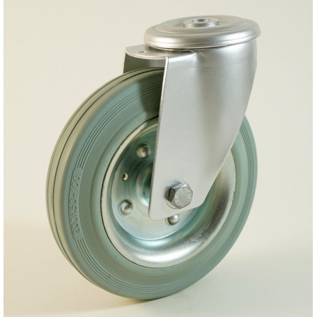 Roulette à trou central, roue à bandage caoutchouc non marquant corps tôle CU 50 à 205 Kg