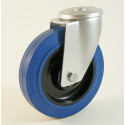Roulette à trou central, roue à bandage caoutchouc bleu coprs polyamide CU 100 à 300 Kg