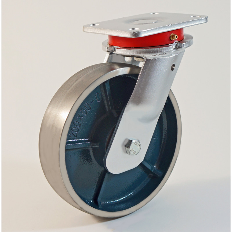 Roulette de blocage avec fonction de levage - roue en polyuréthane - Ø de  la roue 80 mm - hauteur totale 71 à 81 mm - capacité de charge 400 kg
