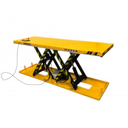 Table élévatrice fixe, levée électrique, charge 2000 Kg, plateau 2500 x 820 mm, série HWD.